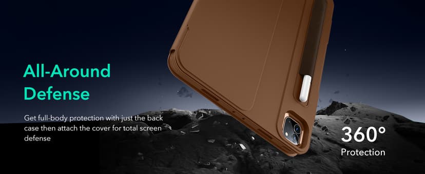 ESR for iPad Pro 12.9 Case (6th/5th Generation, 2022/2021), Removable Magnetic Cover, Adjustable Portrait/Landscape Stand with Raised Display View, 9 Standing Angles, Shift Series, Brown