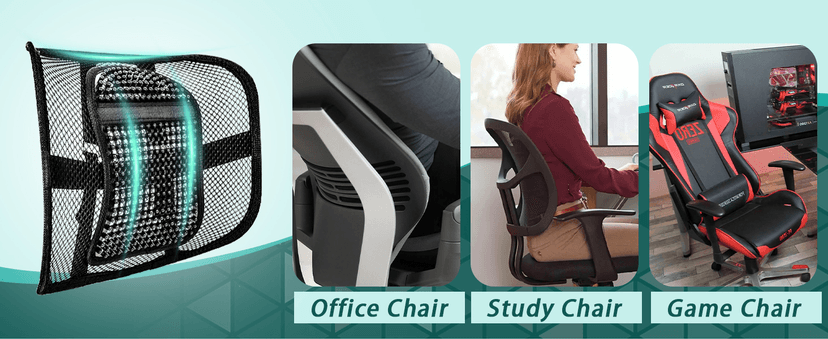 Samyoung Mesh Back Lumbar Support, Back Support Seat Cushion with Breathable Mesh for Office Chairs Car 12” x 16”