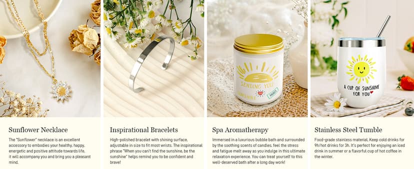 Sunflower Gifts for Women,Birthday Gift for Women,Sending Sunshine Gift,Thank You Gifts,Care Package,Thinking of You for Mom Grandma Sister Best Friend,Graduation for Her