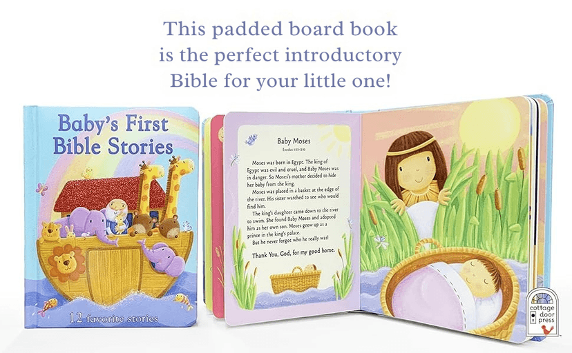 Baby's First Bible Stories Padded Board Book - Gift for Easter, Christmas, Communions, Newborns, Birthdays, Beginner Bible (Little Sunbeams)