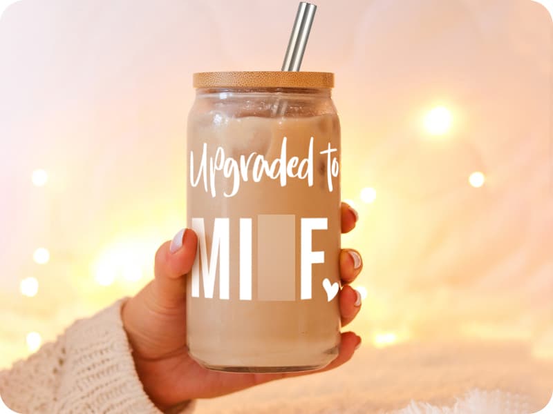 Fairy's Gift New Mom 16 oz Glass Cup with Lid Straw, Funny New Mom Gifts for Women, Christmas Birthday, Postpartum, Pregnancy Gifts for Expecting Mommy, Pregnant Women, Mother to Be, First Time Mommy