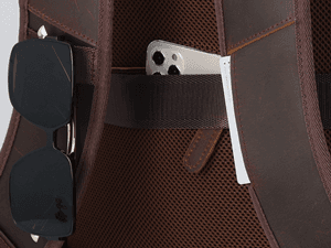 Masa Kawa Leather Backpack for Men with 16" Laptop & Camera Lens Sleeve, Multi Pockets Weekend Trip Business Travel Overnight Camping Bag, Vintage Brown