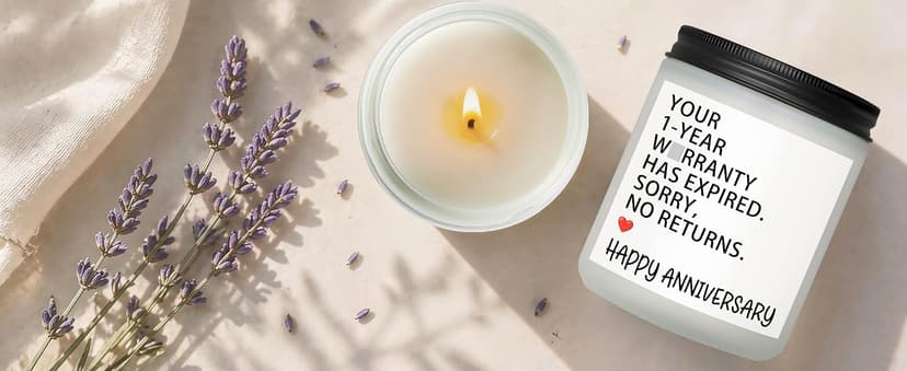 1 Year Anniversary Couple Gifts for Boyfriend Girlfriend, Happy One Year Wedding Anniversary Funny Gifts for Men Women Husband Wife, Romantic First 1st Year Marriage Gift for Her Him Scented Candle B0GT8YSWNK