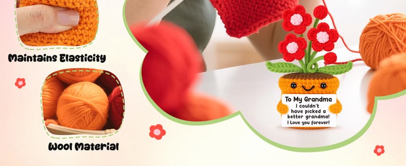 I Love You Crochet Flower Decor for Great Grandma Gigi Nana from Granddaughter Grandson Grandkids Grandparents Day Agantree art Grandma Gifts for Grandma Christmas Birthday Thanksgiving B0F626T63Q