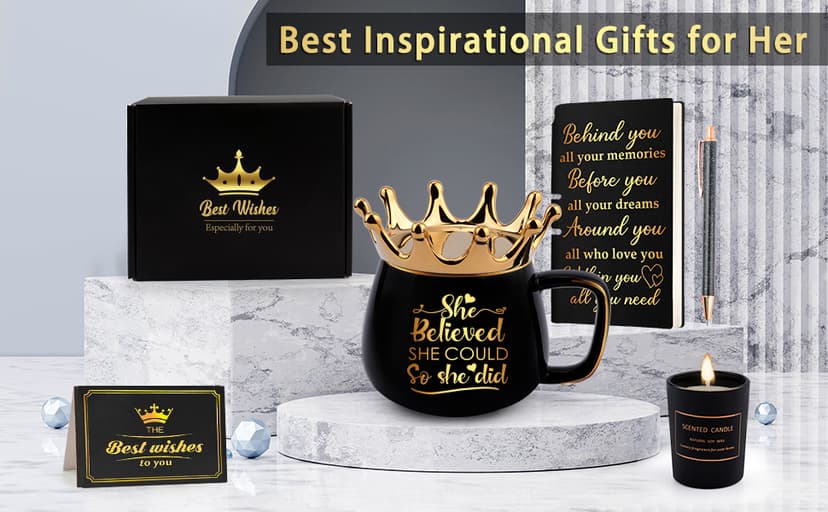 Graduation Gifts for Her, Congratulations Gifts for Women, High School Nurse College Graduation Gift Class of 2025 Friends Sisters, She Believed She Could So She Did Crown Cup Coffee Mug Inspirational