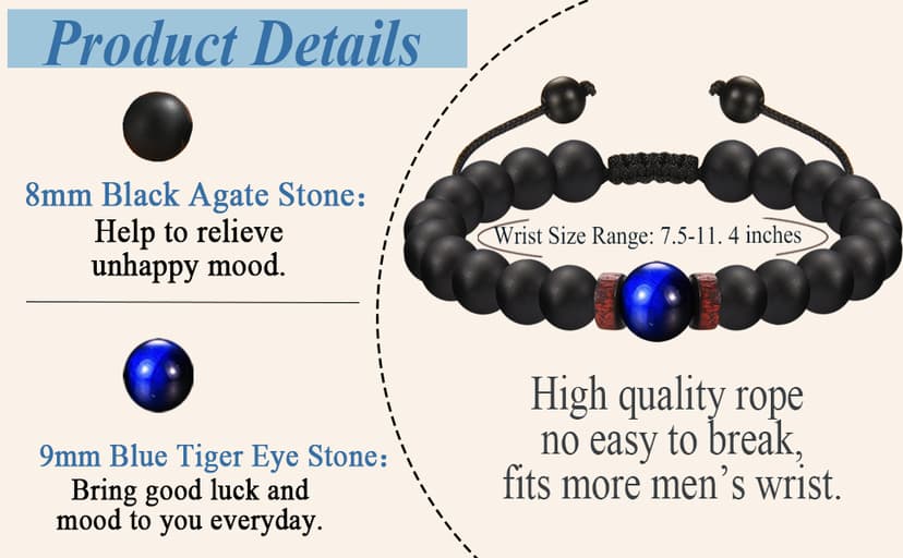 Fathers Day Gift for Dad, Papa, Boyfriend's Dad Bead Bracelet for Birthday, Christmas