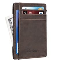 Travelambo Slim Wallet Front Pocket Minimalist Leather RFID Blocking Medium Size