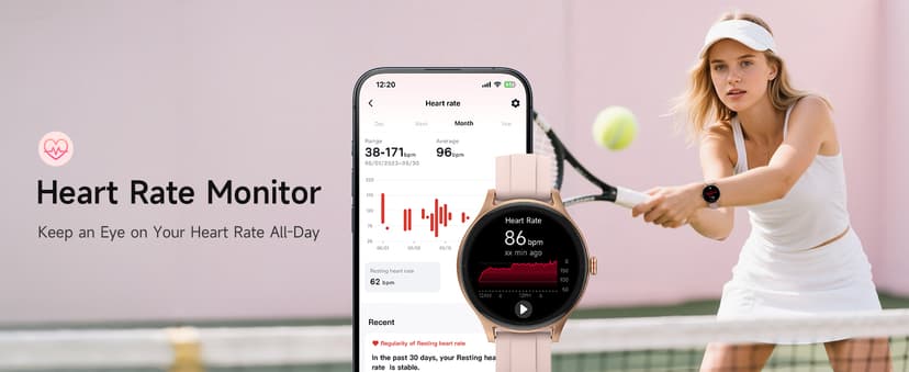 Smart Watches for Women (2 Bands), 1.27" Round Fitness Watch for Android iPhone with Bluetooth Calls (Make/Answer), AI Voice Command, Heart Rate/SpO2/Sleep Monitor, 12 Days Battery, IP68 Waterproof