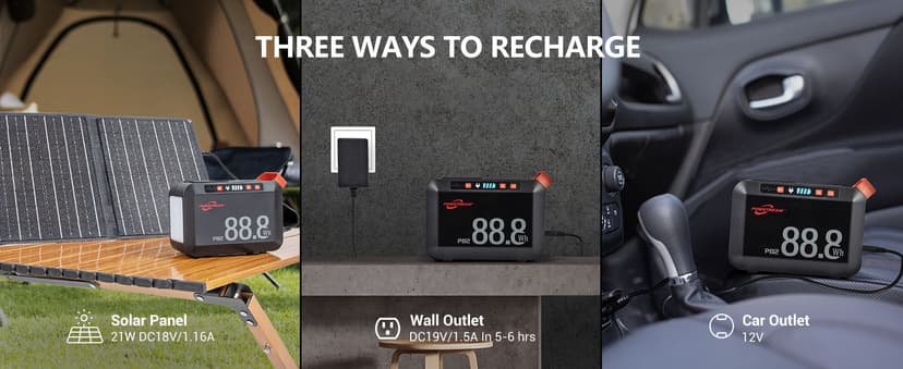 POWSTREAM 24000mAh Solar Generator with AC Outlet 120W Peak, 88.8Wh Portable Power Station with Panels 21W Included and Camping Lantern 248LM, Solar Powered Power Bank for Outdoor Camping Home Backup