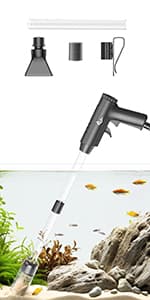 AQQA Electric Aquarium Gravel Cleaner, 6 in 1 Automatic Fish Tank Cleaning Tools Gravel Vacuum for Aquarium, Suitable for Change Water Wash Sand Water Filter and Water Circulation (320GPH, 20W)