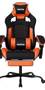 Gaming Chair with Massage,Ergonomic PC Gaming Chair with Footrest Comfortable Headrest and Lumbar Support, High Back, 300LBS (Grey)