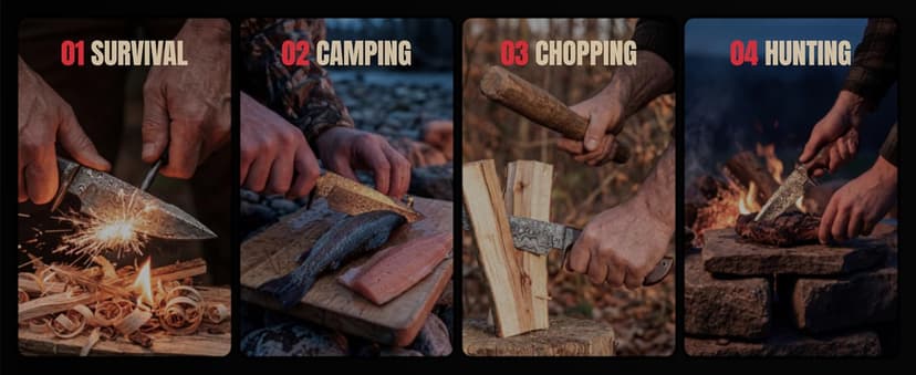 BIGCAT ROAR Predator Hunter - Patented Handmade Damascus Steel Fixed Blade Hunting Knife 10" - Walnut Wood Handle & Leather Sheath - Bushcraft Outdoor Skinning & Survival Knife - Collector Men Gifts