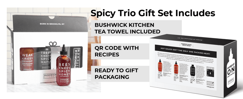 Gochujang Srirahca Hot Sauce, Hot Honey, Spicy Maple Syrup - Made in the USA - Gourmet Cooking Gift - Foodies & Grill Lovers Weak Knees Spicy Sampler Gift Set with Spicy Honey, Sriracha & Maple Syrup B0845WWTR5