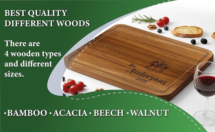 Custom Cutting Board Gift for Christmas, Engraved Wood Charcuterie Board for Housewarming, Anniversary, New Home, Wedding, Engagement, Best Gift Ideas for Couples, Parents, Women, Newlyweds