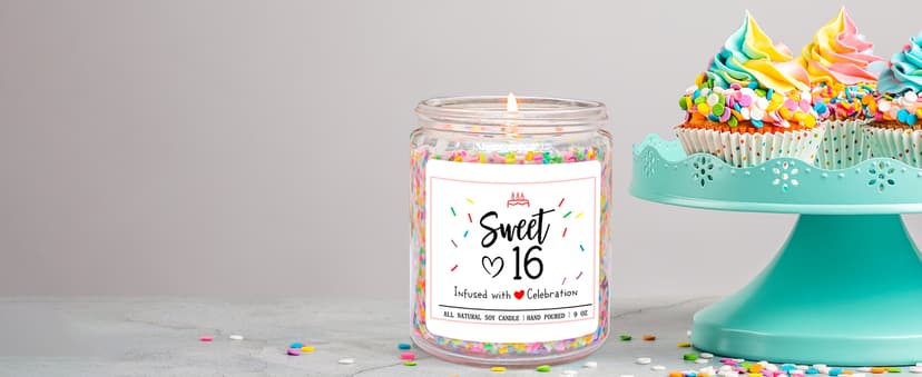 Homsolver 16th Birthday Gifts for Girls, Vanilla Cream Scent Best Ideas Birthday Presents for Daughter, Friends, Sister, Handmade Aromatherapy Candle Decorations