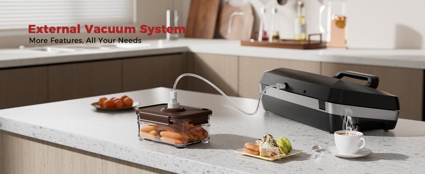 95kpa Vacuum Sealer, Commercial Fully Automatic Food Sealer, Powerful Sealing System, Double Heat Seal, Built-in Cutter and Bag Storage, 1 Roll Bag and 10 Precut Bags