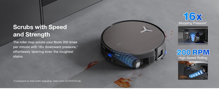 ECOVACS DEEBOT X11 OmniCyclone Robot Vacuum and Mop, PowerBoost Charging, OZMO Roller 2.0 Instant Self-Washing Mop, 19,500Pa Blast Suction, Bagless OmniCyclone Station, AIVI 3D Smart Navigation