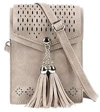 Vintage Tassel Purse: soft leather, fits a large phone, cards & keys —gifts for teen girls, birthday & Christmas seOSTO Small Crossbody Bags for Women, Tassel Purse, Gifts for Teen Girls B073QMXQLW