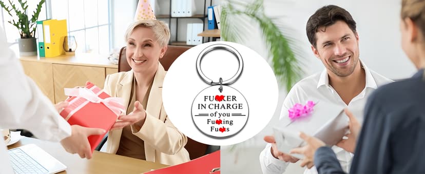 STUNFASSOO Boss Day Gifts for Women Men, Funny Boss Gifts Keychain, Office Gag Gifts for Bosses