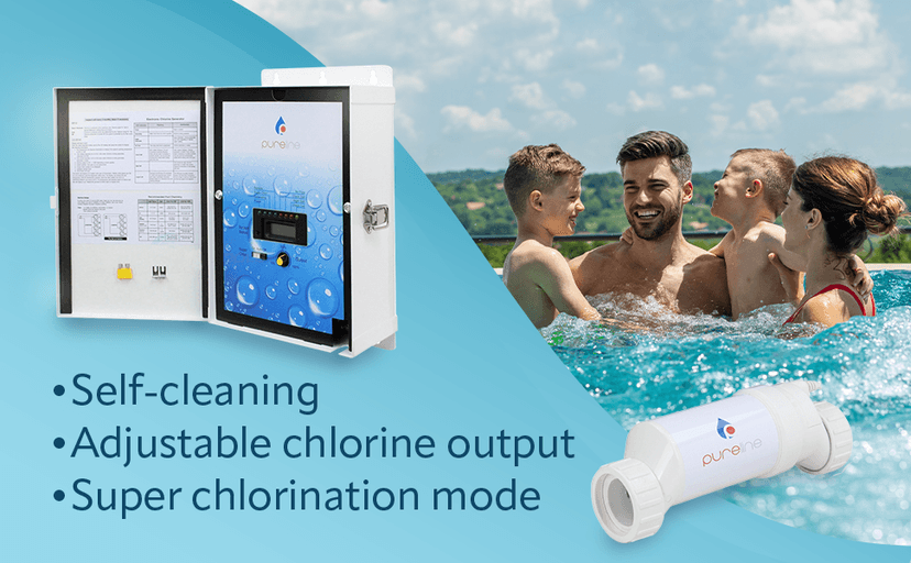 Pureline Crystal Pure Salt System, PL7700, Universal Pool Salt Chlorination System, Includes Control Panel, Salt Cell, 40,000 Gallon