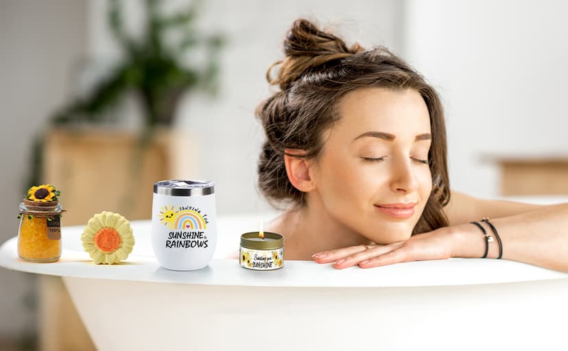 Sending Sunshine Gift, Sunflower Gifts for Women, Care Package, Birthday Gifts Box, Get Well Soon Gifts Basket Thinking of You Gift for Women, Friend, Sister, Mom with Inspirational Blanket