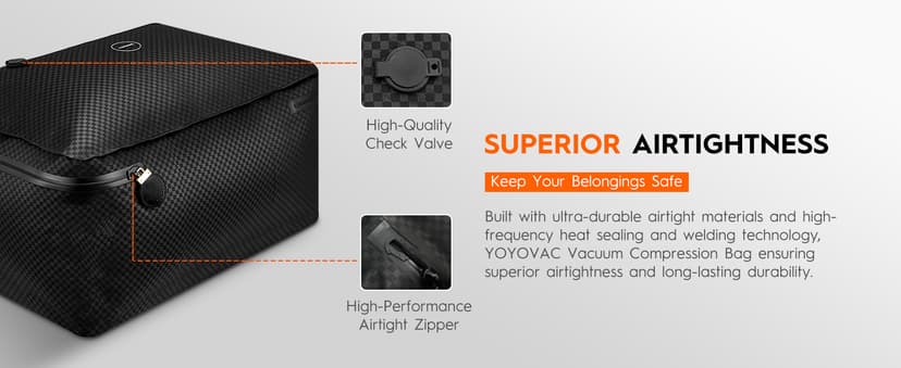 Vacuum Compression Bags with Wireless Pump – Space Saver Compression Bags for Luggage, No Checked Baggage, Triple Your Luggage Space, IP68, Reusable, Fits 20/24/28 Inch Suitcase (No Tracker)