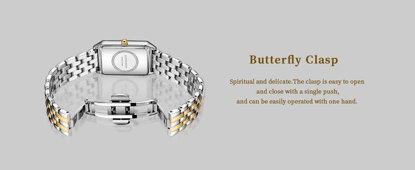 GAOFAN HOUR Gold Watches for Women with Vintage Rectangular Case,White Roman Dial,Stainless Steel Band,Adjustment Tool Included,Water Resistant