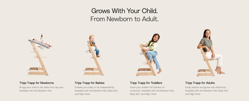 Stokke Tripp Trapp High Chair 2, Black - Includes Chair + Baby Set with Removable Harness for Children 6-36 Months - Adjustable, Ergonomic & Easy to Clean