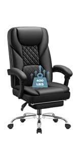 Furmax Office Executive Chair High Back Adjustable Managerial Home Desk Chair, Swivel Computer PU Leather Chair with Lumbar Support (Black)