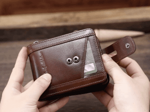 BULLCAPTAIN Genuine Leather Men's Wallet with Zipper Vintage RFID Blocking Large Capacity Wallet for Men with 14 Credit Card Slots and 1 ID Window T23 (Coffee)