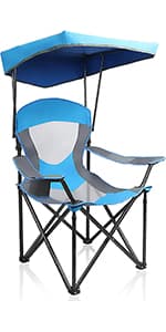 ALPHA CAMP Heavy Duty Canopy Camping Chair, 350 lbs Capacity Oversized Folding Chair with Adjustable Sunshade, Portable Sunshade Chair with Cup Holder for Beach, Fishing, Outdoor, Red
