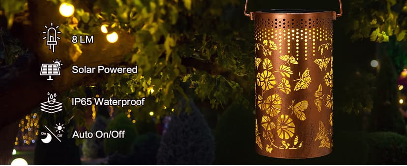 Solar Lanterns Outdoor Waterproof Hummingbird Garden Decorations Gifts for Women Gifts for Mom Grandma Birthday Gifts Hanging Solar Lanterns Outdoor for Patio Decoration, Deck, Lawn, Passageway
