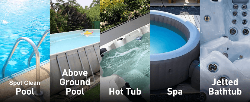 KOKIDO Rechargeable Handheld Hot Tub Spa Pool Vacuum, IPX8, Aluminum Pole and 2 Brush Heads, Cordless, Ideal for Light-Duty Spot Cleaning Spas and Small Pools up to 20ft, 60-min, Sand and Debris XV110