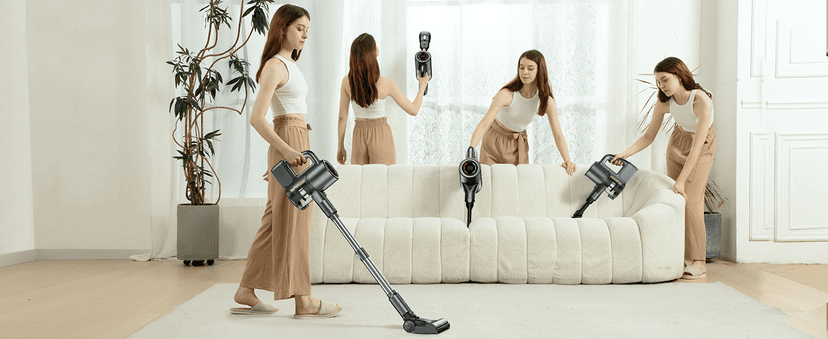 Cordless Vacuum Cleaner, 500W/40KPA Lightweight Stick Vacuum up to 40 mins Runtime, LED Display and Green Headlights, 6-Stages Filtration, Self-Standing Vacuum for Home Hard Floor, Carpet and Pet Hair