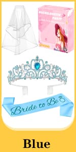 JETKONG 3 Pcs Bachelorette Party Decorations Bridal Shower Crown, Bride to Be Sash&Veil for Women Bachelorette Party Gifts, Bachelorette Party Supplies, Gifts, Favors (Rose Gold)