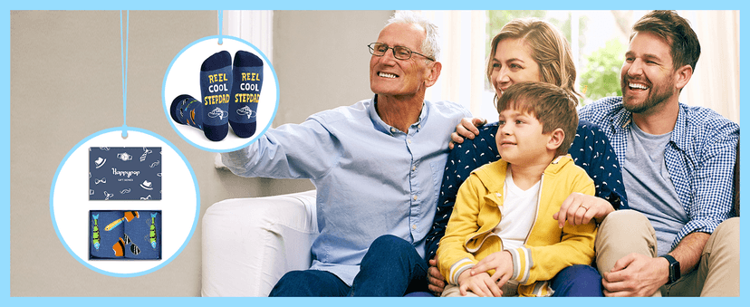 Dark Blue Reel Cool Socks - Funny Gifts For Godfather Step Dad Son In Law Cousin