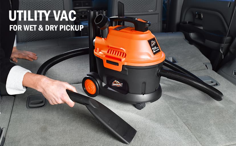 Armor All AA255W Wet/Dry Utility Vac 2.5 Gallon, 2.5-Gallon,120 Volts (AC), Orange/Black