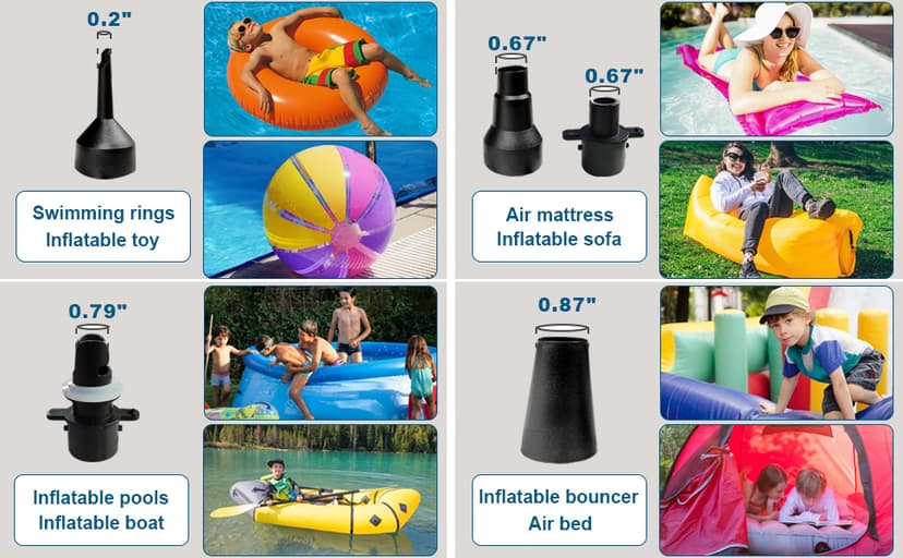 Electric Air Pump Portable 460W Quick-Fill Air Pump Air Flow 45CFM 2.1PSI with Hose 5 Nozzles 120V AC Inflator Deflator Pump for Air Mattress Air Bed Inflatable Cushion Boat Swimming Ring
