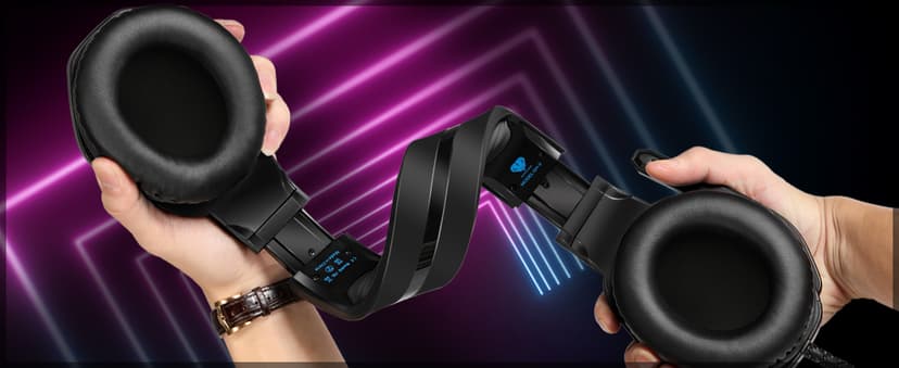 Gaming Headset for PS4, Xbox One, PC, PS5, Laptop, Mac, Nintendo Switch, 3.5MM Noise Cancelling Over Ear Headphones with Mic, Bass Surround, Soft Memory Earmuffs (Black)