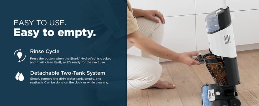 Shark | Wet Dry Vacuum Cleaner | Vacuum and Mop Combo | HydroVac MessMaster | 3-in-1 Self-Cleaning + Powerful Suction | 2 Brushrolls & 2 Solutions Included | Hardwood Floor & Area Rug Cleaner | AW261