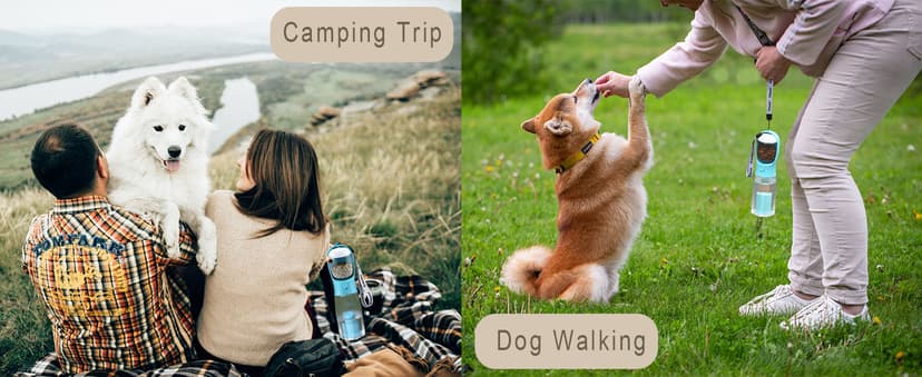 Feeding & Hydration & Waste All in One | Travel Puppy Water Bowl | Portable Pet Dispenser | Dog Gifts | for Walking Beach Cibaabo Dog Water Bottle with Food Container & Poop Bag Holder & Filter B0BZR44DQF