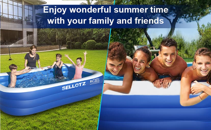 Inflatable Pool for Kids and Adults, 120" X 72" X 22" Oversized Thickened Family Swimming Pool for Toddlers, Outdoor, Garden, Backyard, Summer Water Party