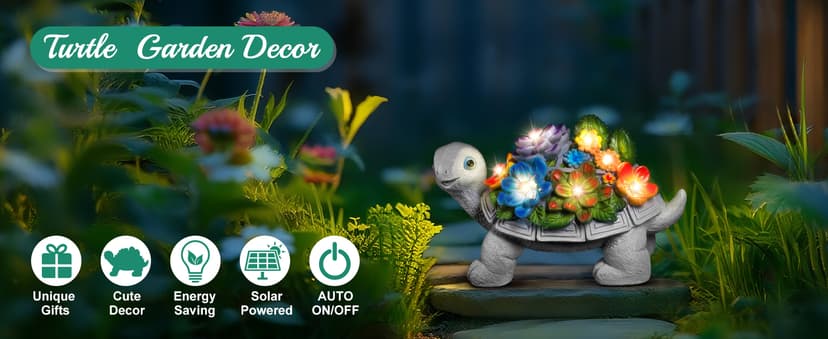 Linkax Birthday Gifts for Women Mom Grandma, Turtle Statue Solar Lights Outdoor Garden Decor for Outside Yard Patio Porch Fall Home, Gardening House Warming Gifts New Home, Grandparents Day Presents