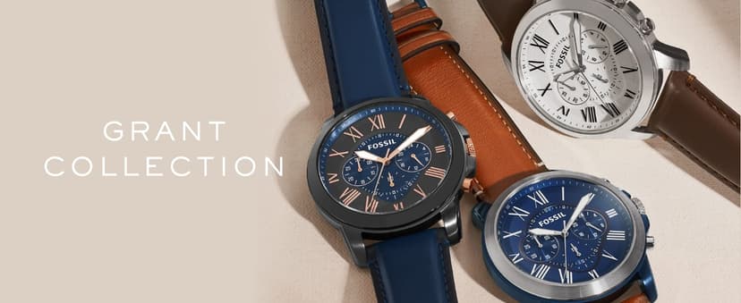 Fossil Men's Grant Quartz Stainless Steel and Leather Chronograph Watch