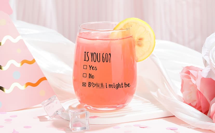 60th Birthday Gifts for Women Funny 60 Year Old Birthday Gifts for Women Turning 60 Gift for Woman Happy 60th Bday Decorations for Woman Mom Her - Wine Glass Makeup Bag Candle Socks