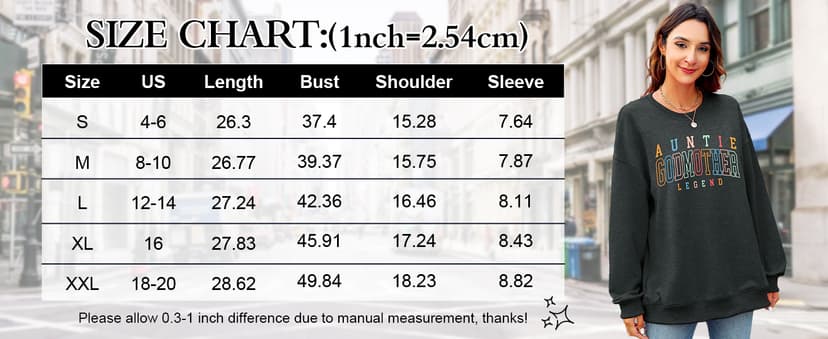 KIDDAD Women's Auntie Sweatshirt Cool Aunt Godmother Legend Crewneck Pullover Top Long Sleeve Graphic Aunts Shirt