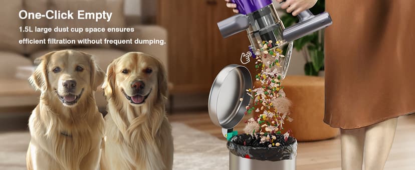 Cordless Vacuum Cleaner, 580W 50Kpa Powerful Stick Vacuum, Up to 70Mins Rechargeable Battery, Vacuum Cleaners for Home Anti-Tangled Lightweight Handheld for Hardwood Floor, Carpets, Pet Hair