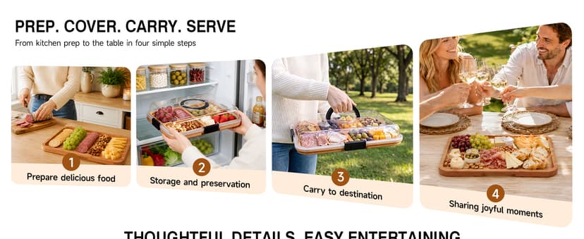 Clear Lid Keeps Food Fresh, Travel Portable Board for Kitchen, Picnic and Party, House Warming Gifts New Home Renmxj Portable Charcuterie Boards with Lid, Cheese, Veggie & Snack Tray B0DCK32SXQ