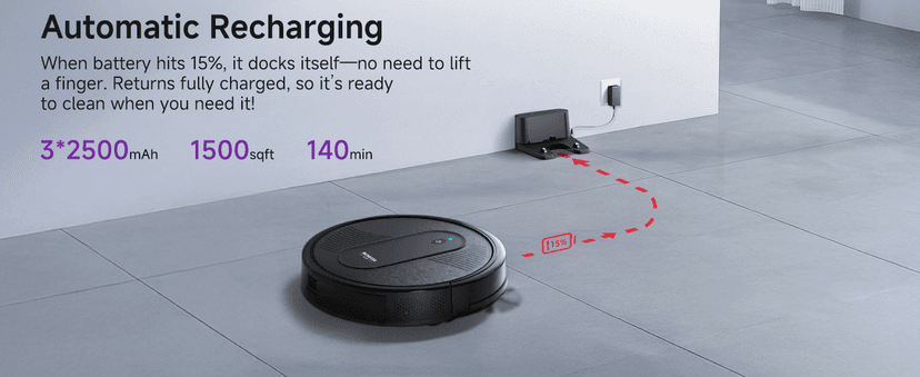 MONSGA Robot Vacuum Cleaner, 4000Pa Powerful Suction Robotic Vacuum, 3.2" Super-Slim, 140Min Runtime, Vacuum Robot for Hard Floor/Low Pile Carpet/Pet Hair, Remote/App/Voice Control, Schedule Clean