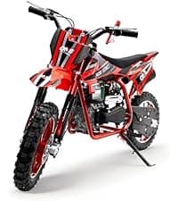 50cc Kids Dirt Bike, 2-Stroke Gas Powered Mini Motorcycle Up to 40MPH, Off-Road Dirt Bike for Kids 8-14 with Front Rear Disc Brakes, Double Shock Absorption (Black)